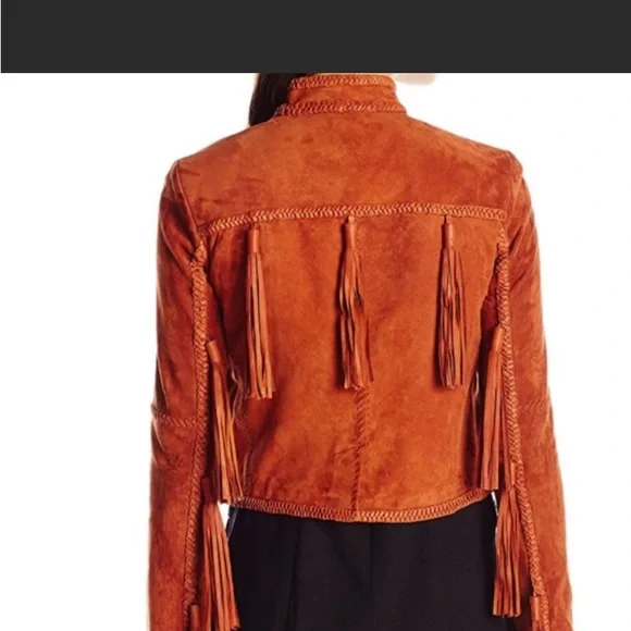 NWT Rust Rachel Zoe Suede Tassel Cropped Jacket 10 - Picture 3 of 6